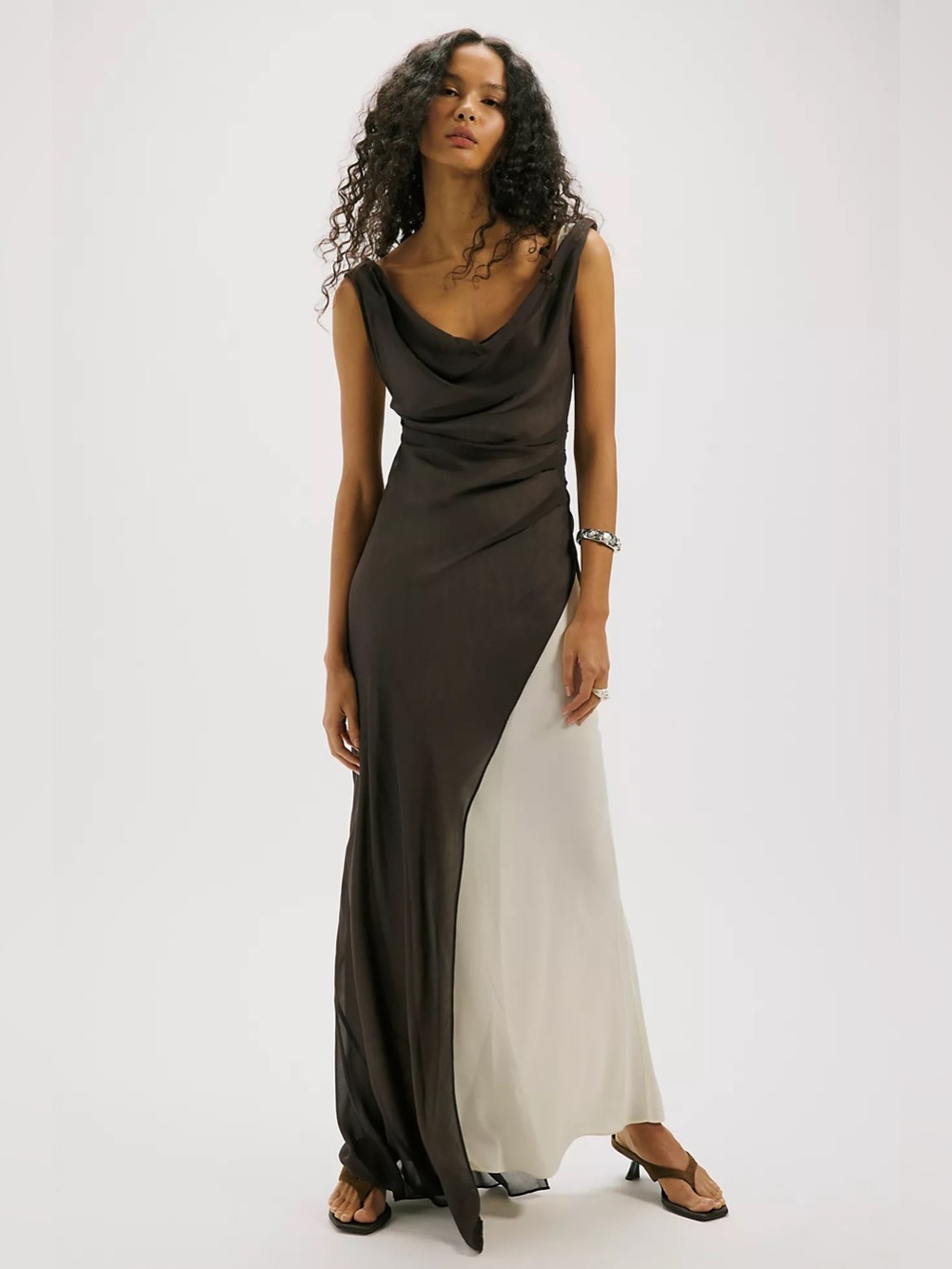 Bec + Bridge Augustin Asymmetrical Maxi Dress in Dark Chocolate Snow Size 8